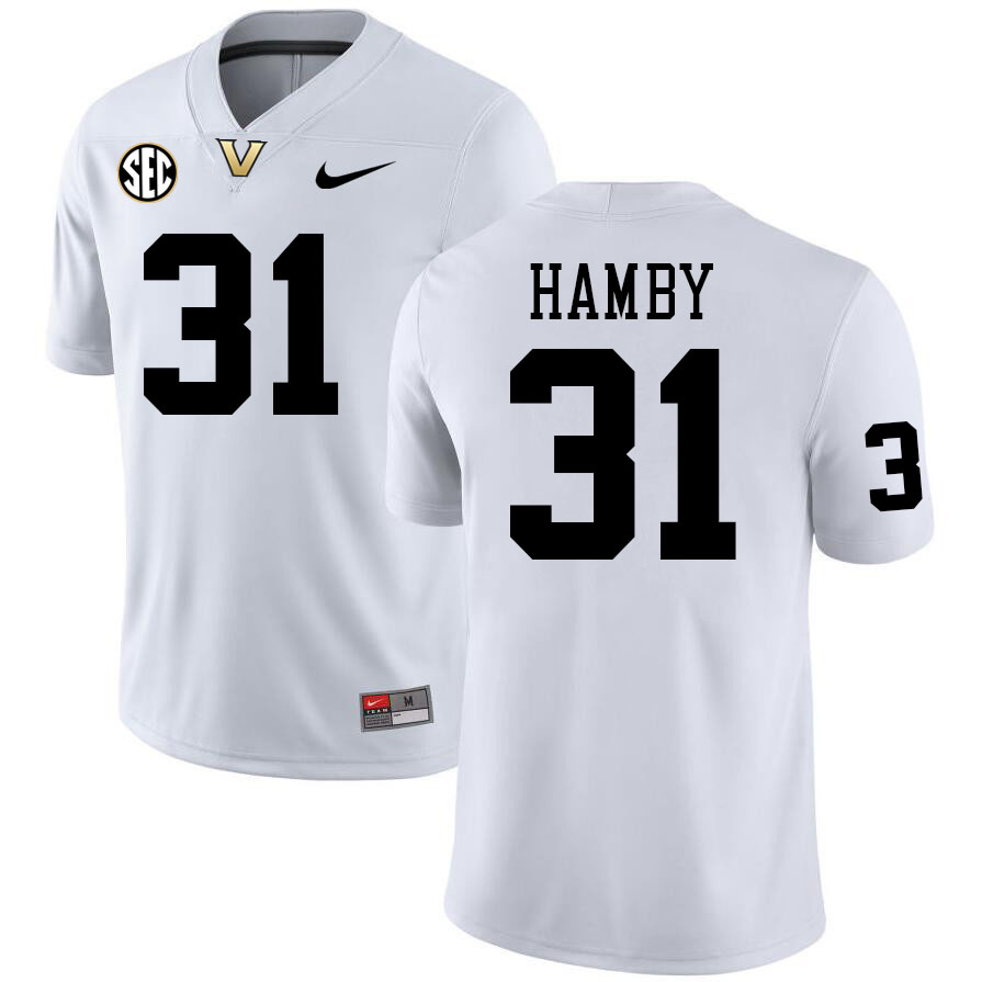 Vanderbilt Commodores #31 Tate Hamby College Football Jerseys Stitched-White